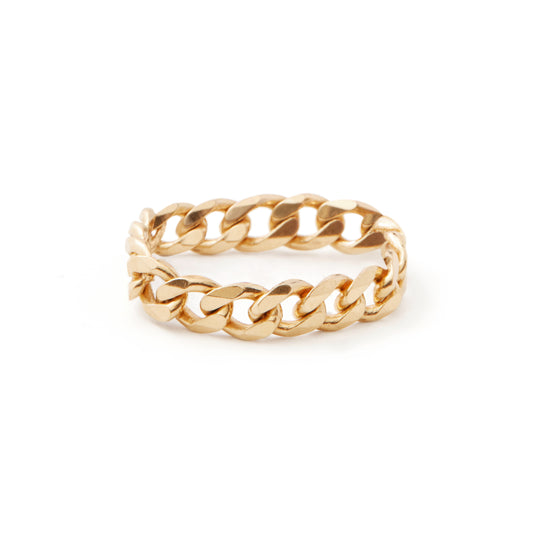 Bague chaîne courbée régulière en or