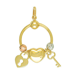 Pendentif cercle avec cadenas et clé - 30