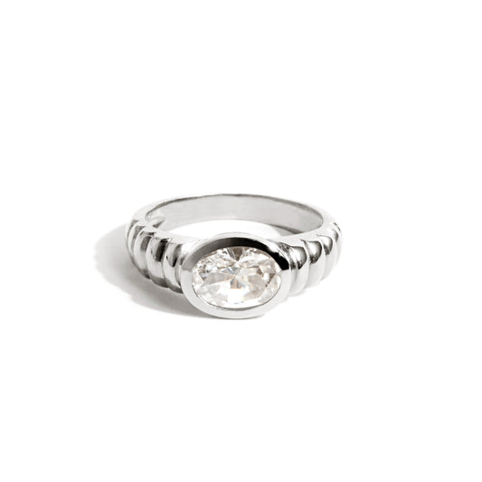 Bague ovale art déco en argent